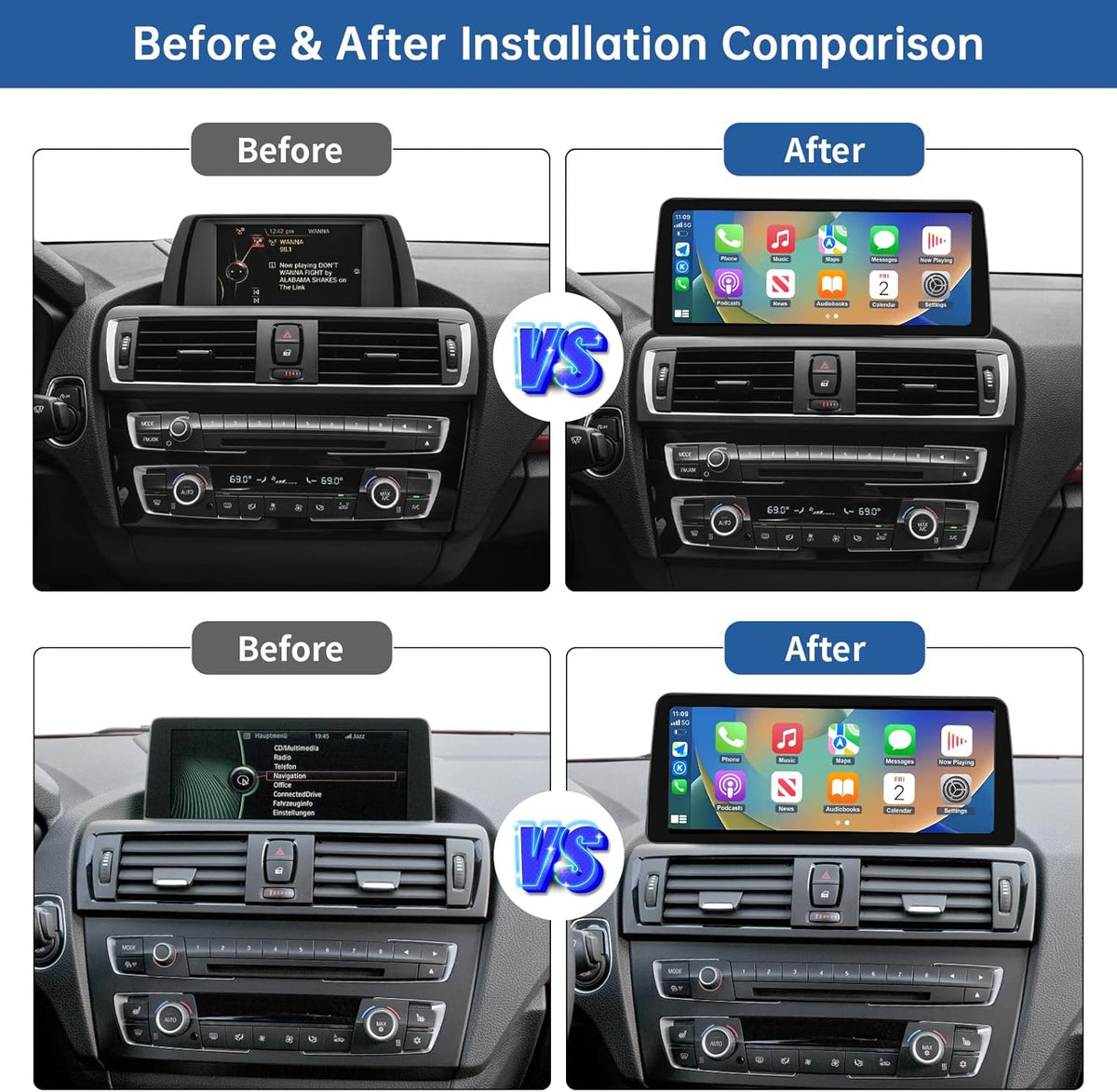 12,3 Inch Auto Radio Touchscreen – Multimediascherm – Car Stereo – Infotainmentsysteem – Auto Multimedia – Draadloze CarPlay – Android Auto – HD Resolutie – Eenvoudige Installatie