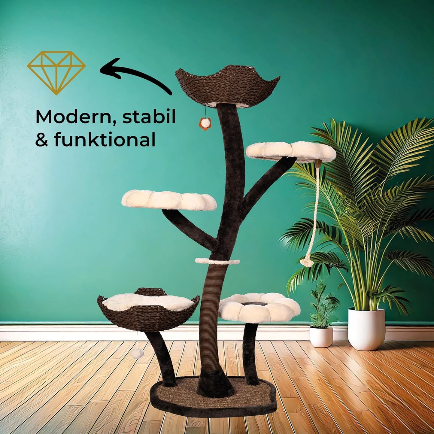 Krabpaal – Krabmeubel – Kattenboom – Klimpaal – Kattenmeubel – 145 cm Hoog – Duurzaam Sisal & Stevig Ontwerp