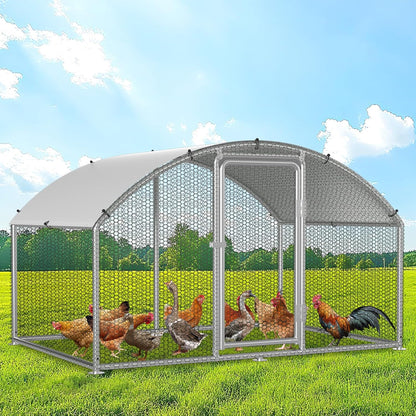 Chicken Coop Outdoor House, Rabbits, Galvanised Steel, Outdoor Chicken Coop with Lock and Waterproof PE Fabric for Chickens, Small Animals and Plants (3 x 2 x 2 m) - QUORE