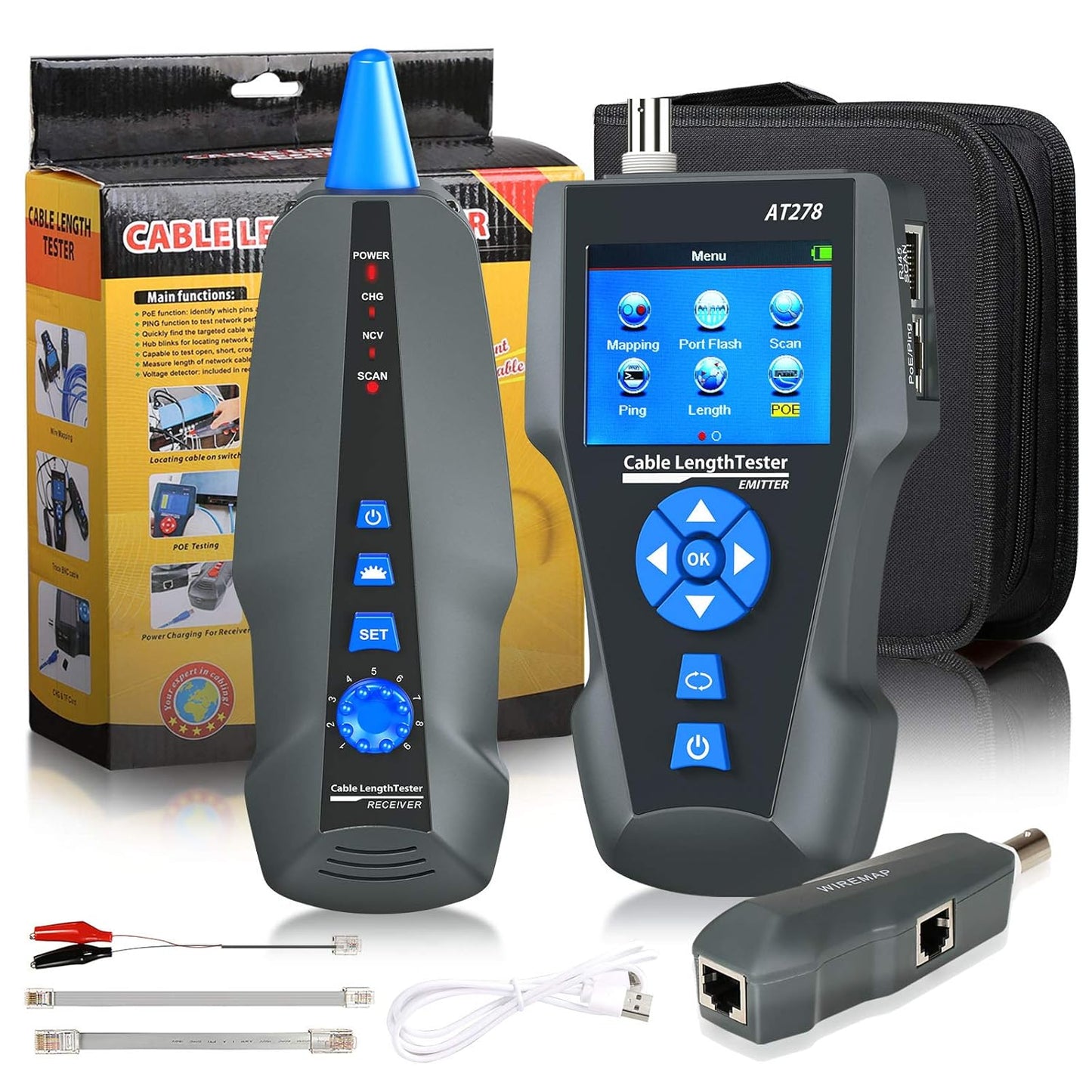 Netwerkkabeltester, NF-8601S TDR multifunctionele lcd lijnlengte breekpunttesters RJ45/RJ11/BNC tester