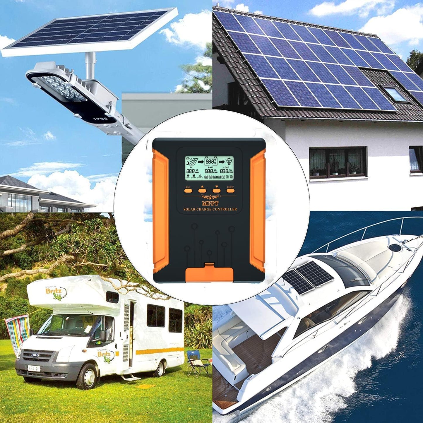 SolaMr 100A MPPT Zonne-Laadregelaar 12V/24V/36V/48V Auto met LCD-Scherm Zonnepaneel Regelaar Max 180V Ingang voor Gel Verzegeld Flooded en Lithium Batterij-CM-100A
