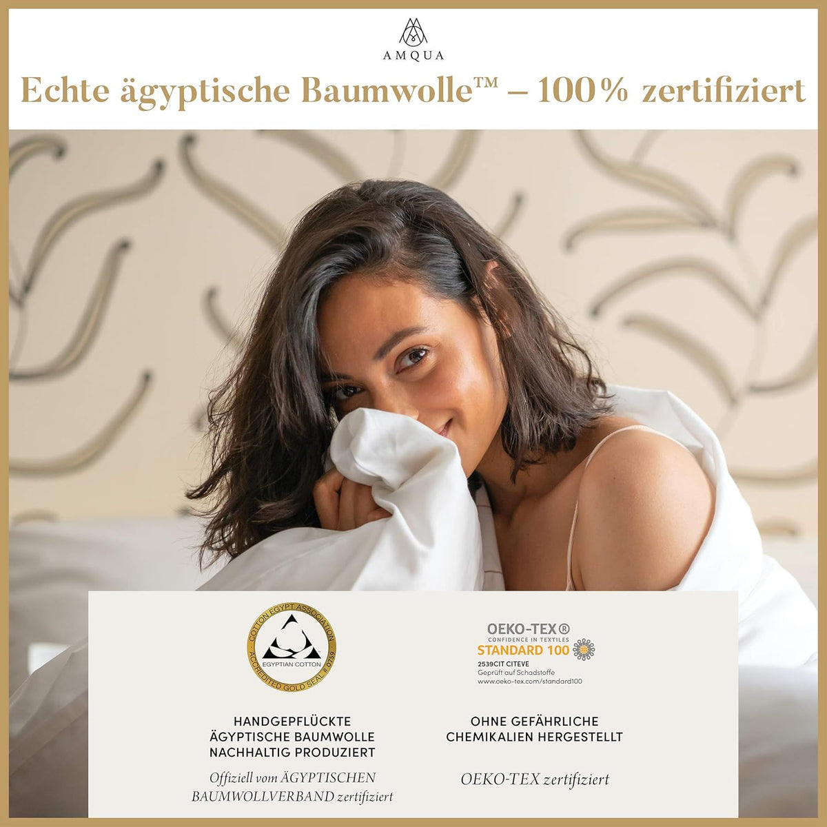 Dekbedovertrek van Egyptisch katoen 155x200 cm, zand/beige