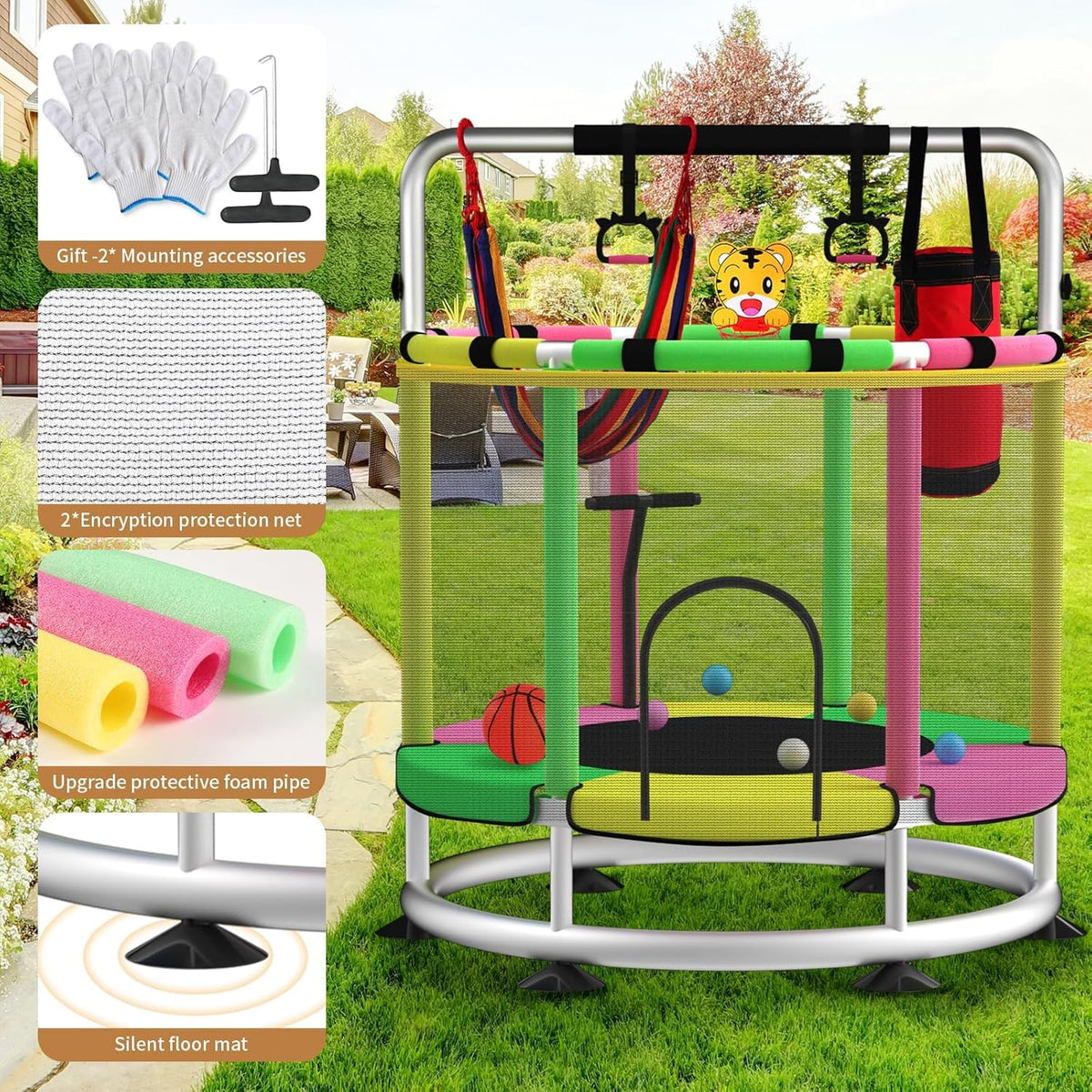 Trampoline voor kinderen, verstelbare baby peuter trampoline, indoor en outdoor kindertrampoline