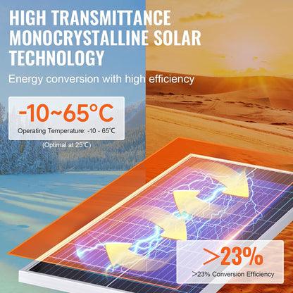 VEVOR 200 W zonnepaneel, set van 2 12 V monokristallijn zonnepaneel plus laadregelaar, 16,66 A zonne-installatie, omzettingssnelheid van 23%, compatibel met AGM-, GEL-, FLD-, LI-batterijen, ideaal