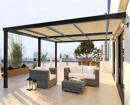 Shatex 8x12ft 90% UV Blok Outdoor Zonnebrandcrème Schaduw Panel, Patio/Venster/RV Luifel, Getapete Rand met Doorvoertule