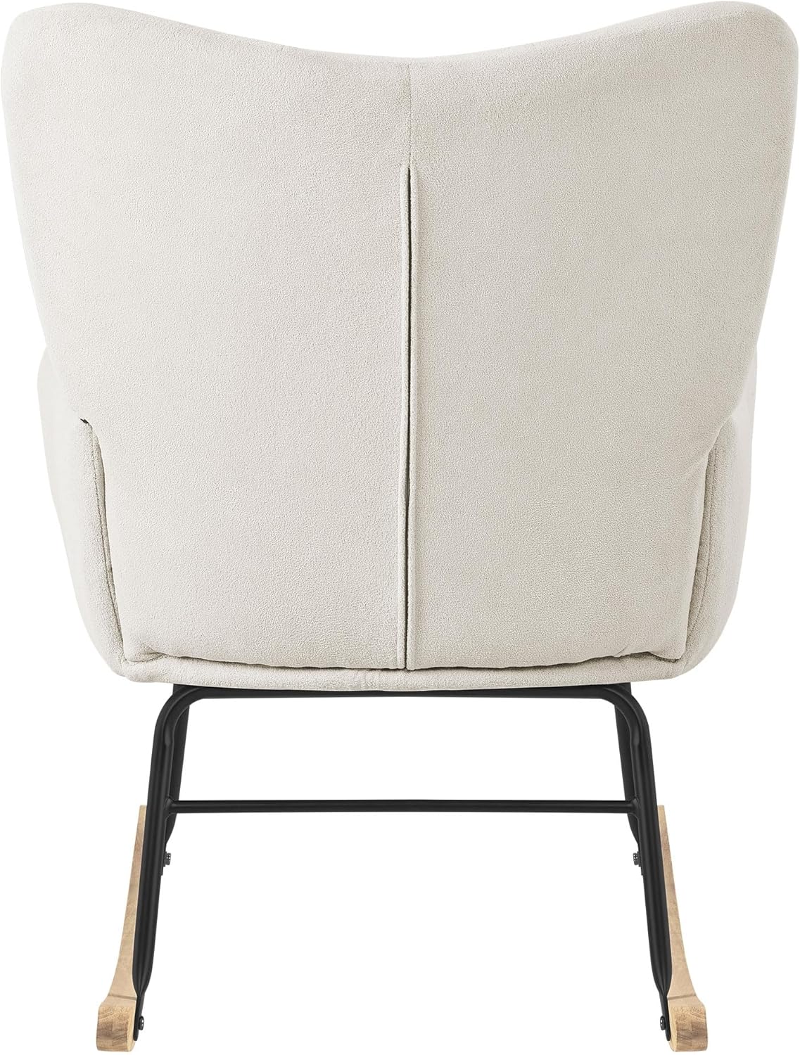 ML-Design Rocking Chair with Terry Cloth Upholstery, Upholstered Armchair with Wooden Sleds and Armrests for Living Room/Bedroom/Balcony, Beige Recliner with Wings