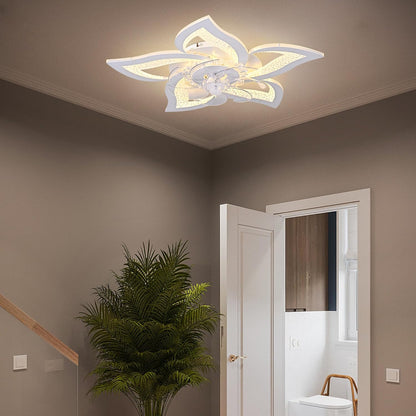 Oninio Plafondventilator met Licht Dimbare LED Plafondlamp met Afstandsbediening, 6-Snelheden Timer, Moderne Bloemvorm Ventilatorlamp voor Woonkamer/Slaapkamer, Ø62.5 cm