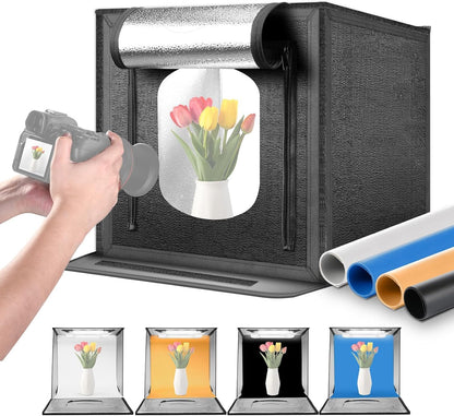 Opvouwbare Fotostudio Lichtbak – Lichtbox – Fotobox – Fototent – Fotobooth – 60 x 60 x 60 cm – 160 Leds, 5600K Dimbaar