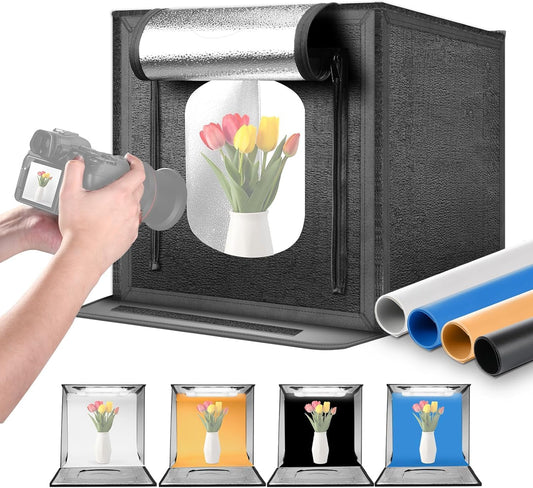 Opvouwbare Fotostudio Lichtbak – Lichtbox – Fotobox – Fototent – Fotobooth – 60 x 60 x 60 cm – 160 Leds, 5600K Dimbaar