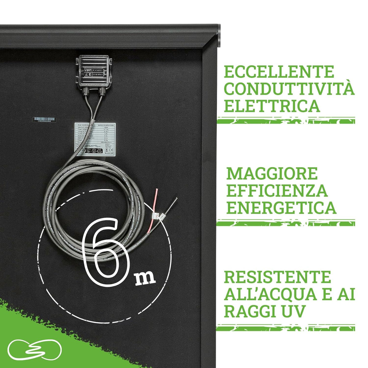 MOSCATELLI PERC Zonnepaneel voor camper, 100 W, met zwart aluminium profiel voor dakbevestiging, zonder regelaar
