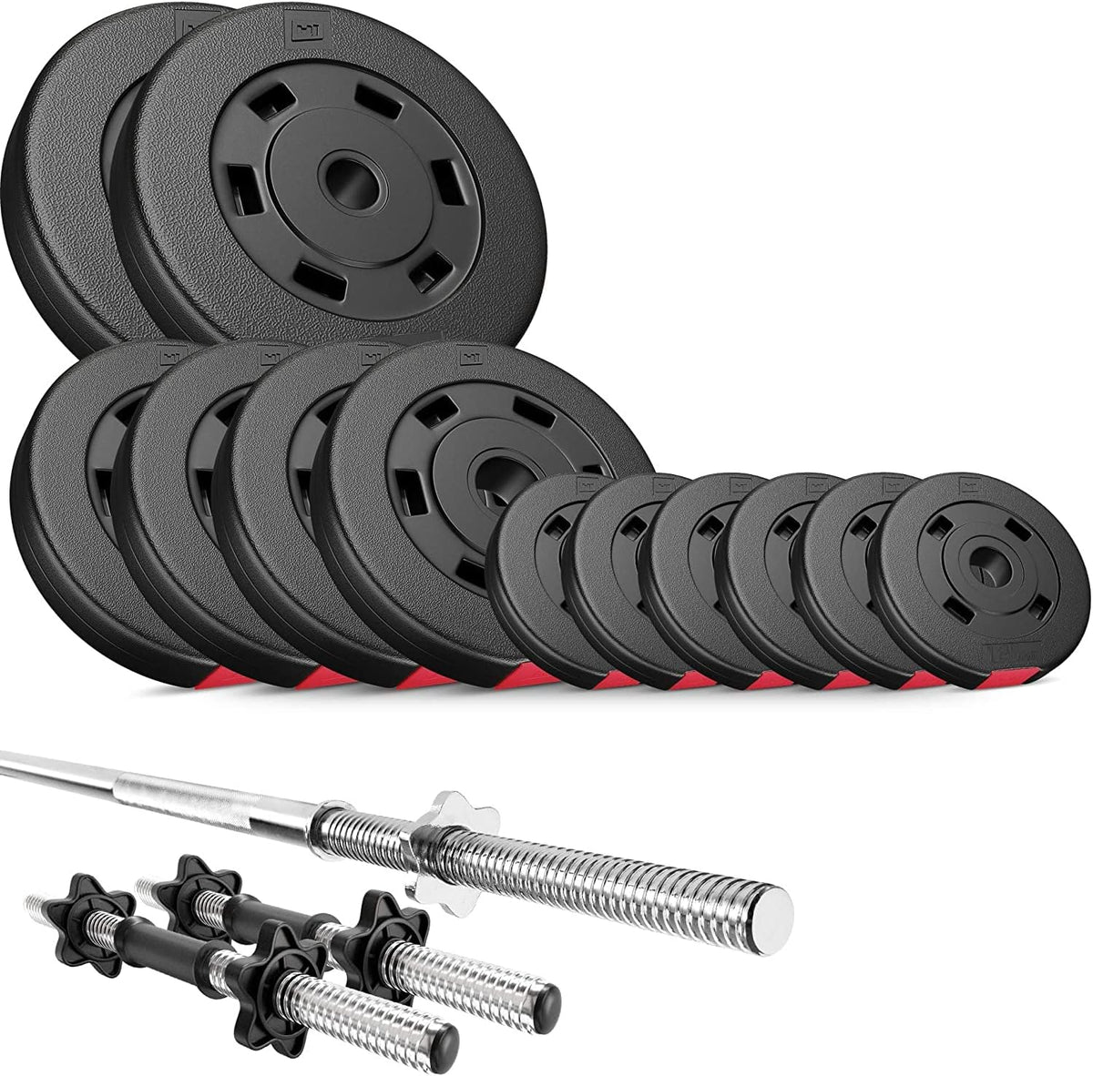 Hop-Sport Adjustable Fitness Bench HS-1055 with Curlpult, Butterfly and Leg Curler incl. 38 kg - 130 kg Dumbbell Set of Choice Long and Curl Bar - QUORE