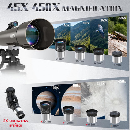 900-102 mm Astronomische refractor telescoop met altazimut montage en statief