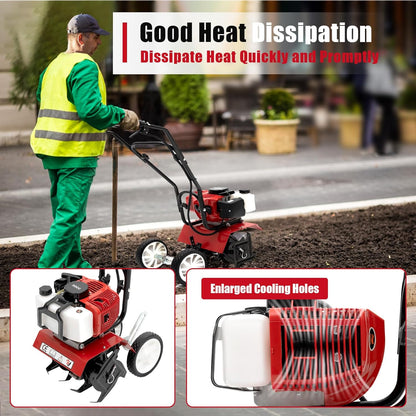 52CC Petrol Garden Cutter 2-Stroke Cultivator Mini Garden Heel Wheel Drive Ground Milling Cutter 1.65 KW Garden Tiller Cultivator Garden Heel - QUORE
