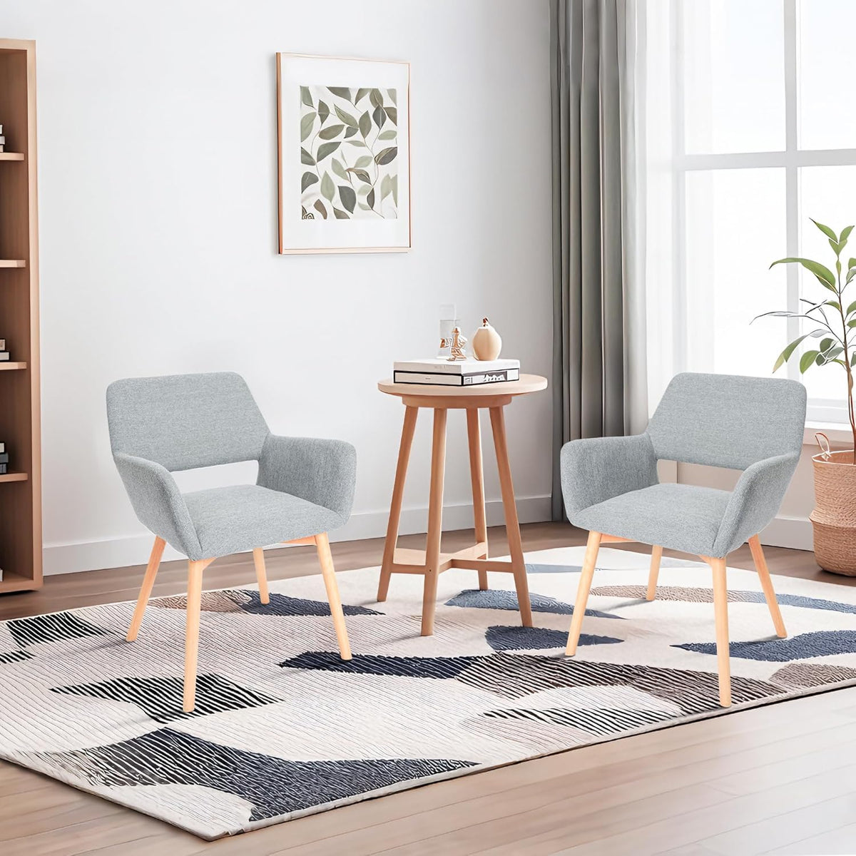 CangLong Eetkamerstoel, set van 2 - Modern, Scandinavian, Dining Chairs - Comfortabel, Duurzaam, Elegant - Grijs, Wood, Fabric