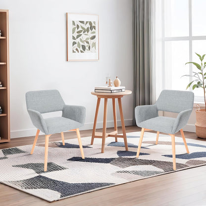 CangLong Eetkamerstoel, set van 2 - Modern, Scandinavian, Dining Chairs - Comfortabel, Duurzaam, Elegant - Grijs, Wood, Fabric