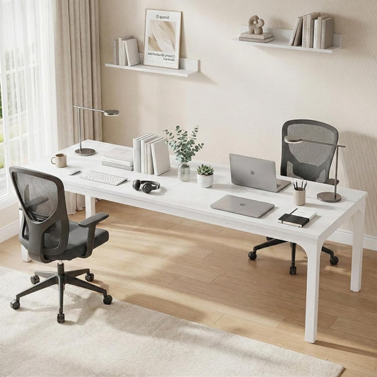 Bureau – Computertafel – Gamertafel – Studiotafel – Houten Bureau – Wit – 200 x 70 cm Werkblad – Robuuste Metalen Poten