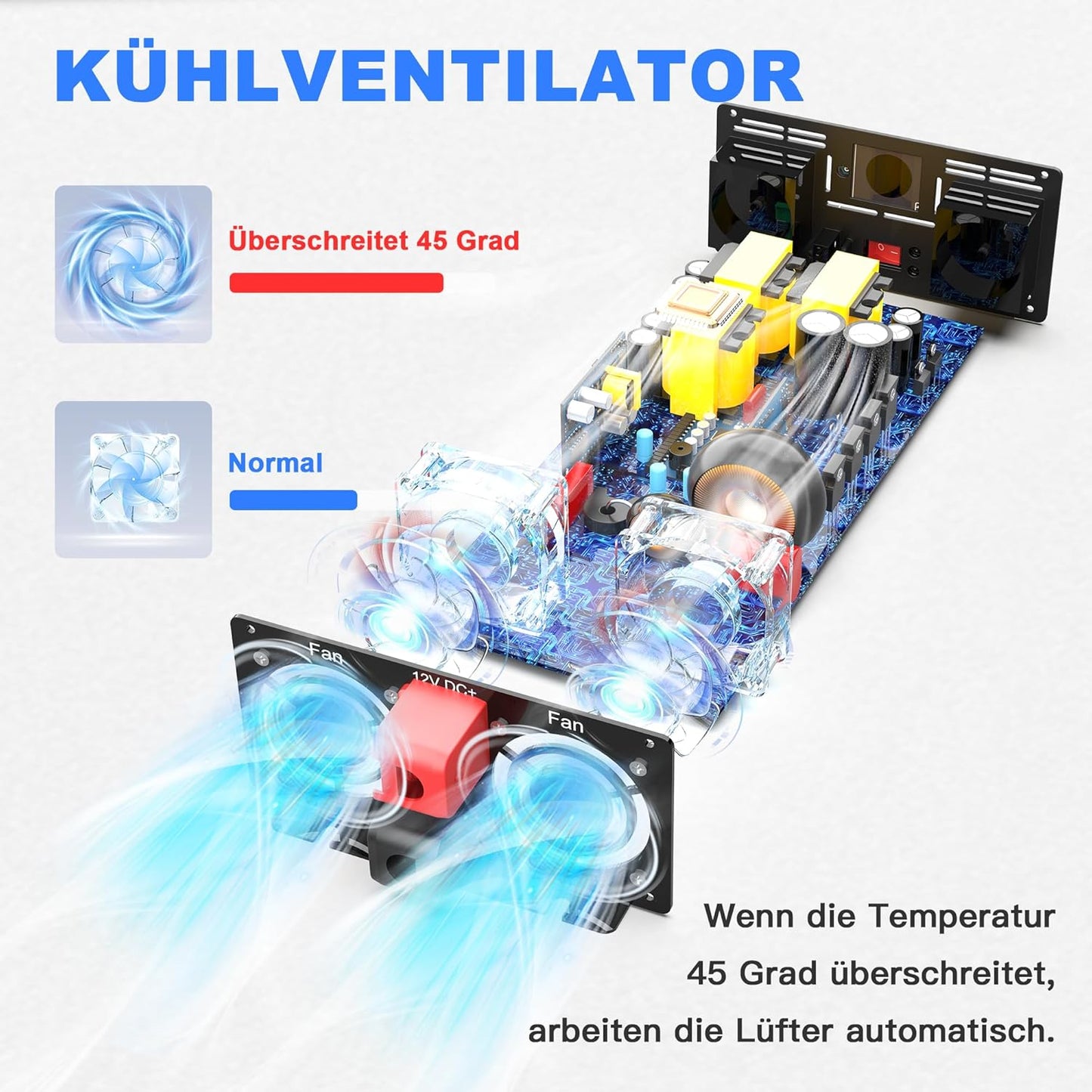 XWJNE Converter, 12 V, 220 V, zuivere sinus, 2000 W, omvormer, spanningsomvormer met 2 EU-stopcontacten, 1 USB-A, 1 USB-C, lcd-display, afstandsbediening, transformator 12 V, 220 V, voor auto, camping