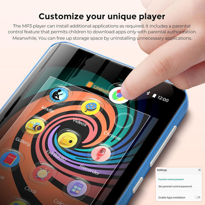 innioasis Music Player with Spotify, Pandora, Amazon Music, 4 Inch Touch Screen Android MP4 MP3 Player for Kids with Libby Audible Audiobook (White-Blue) - QUORE