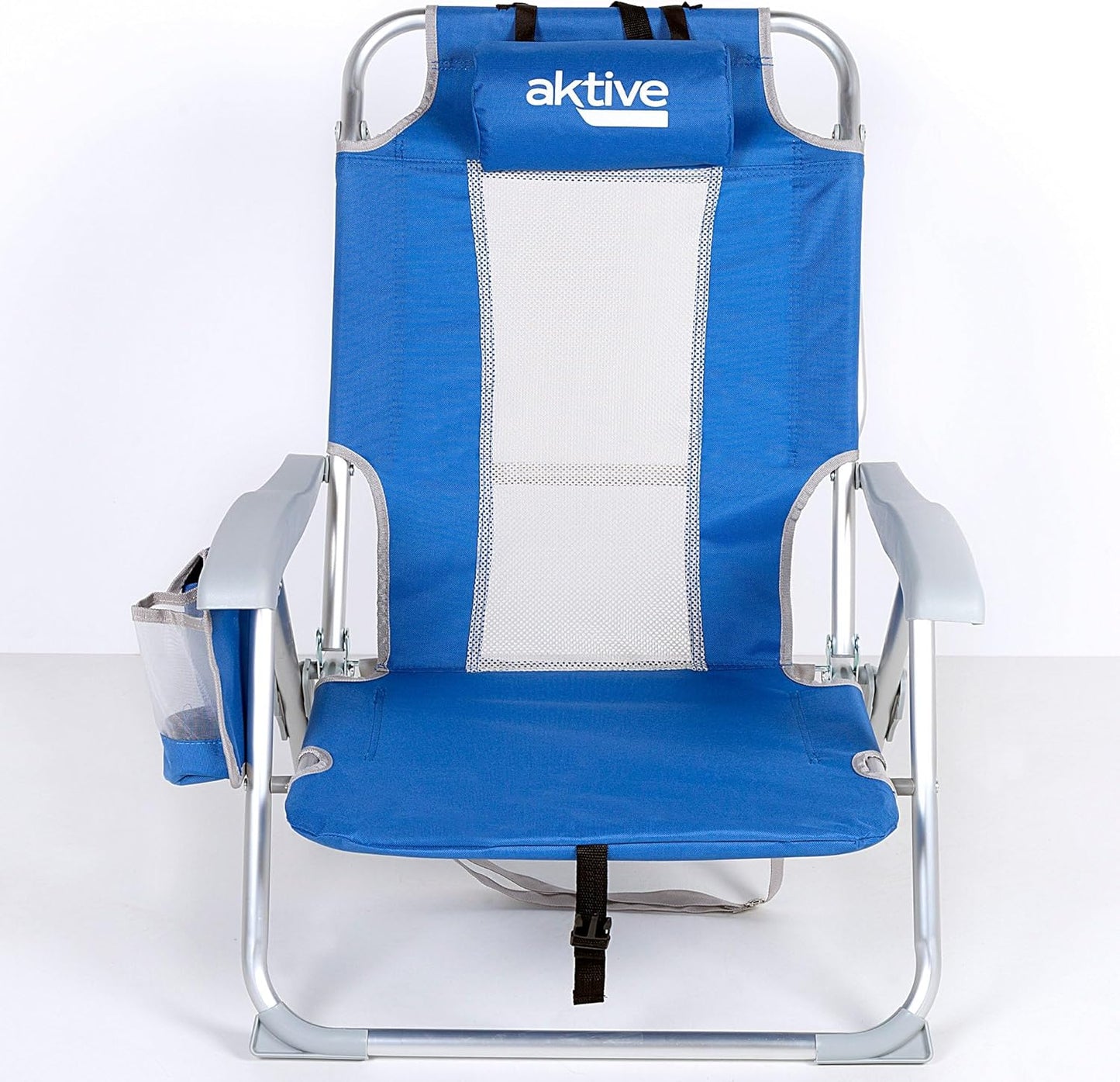 AKTIVE Verpakking met 2 klapstoelen, 5 posities, blauw, 49 x 56 x 78 cm, inclusief gewatteerde kussens, zijzak, handgrepen, max. 110 kg, kantelbeveiliging, meerdere posities, verstelbare rugleuning