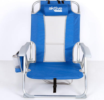 AKTIVE Verpakking met 2 klapstoelen, 5 posities, blauw, 49 x 56 x 78 cm, inclusief gewatteerde kussens, zijzak, handgrepen, max. 110 kg, kantelbeveiliging, meerdere posities, verstelbare rugleuning