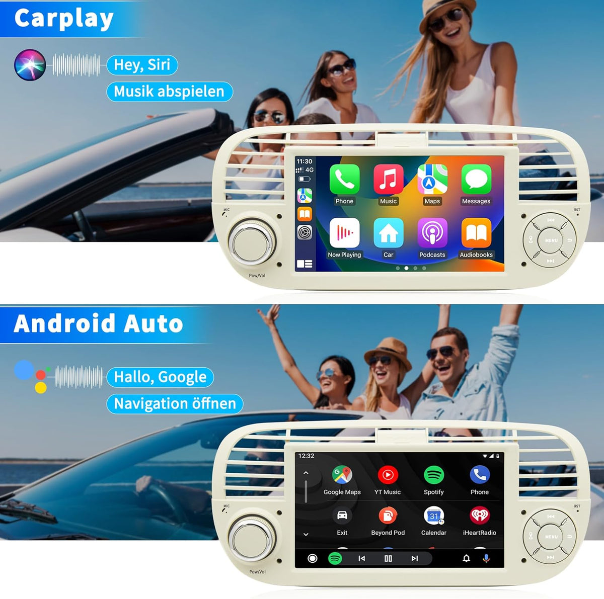 Autoradio FIAT 500 – Autoradio Multimedia – Auto Stereo – Navigatiesysteem – Inbouwradio – Android 13 Systeem – 7 Inch IPS Touchscreen – GPS Navigatie Met Offline Kaarten