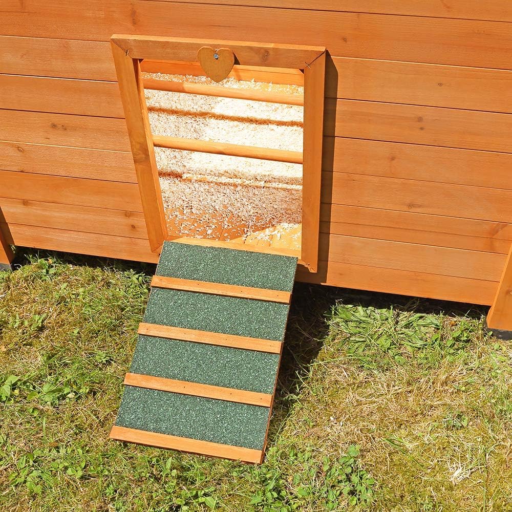 Melko Chicken coop 149 x 80 x 79 cm, chicken coop with folding roof and 2 nesting places for small animals made of wood - QUORE