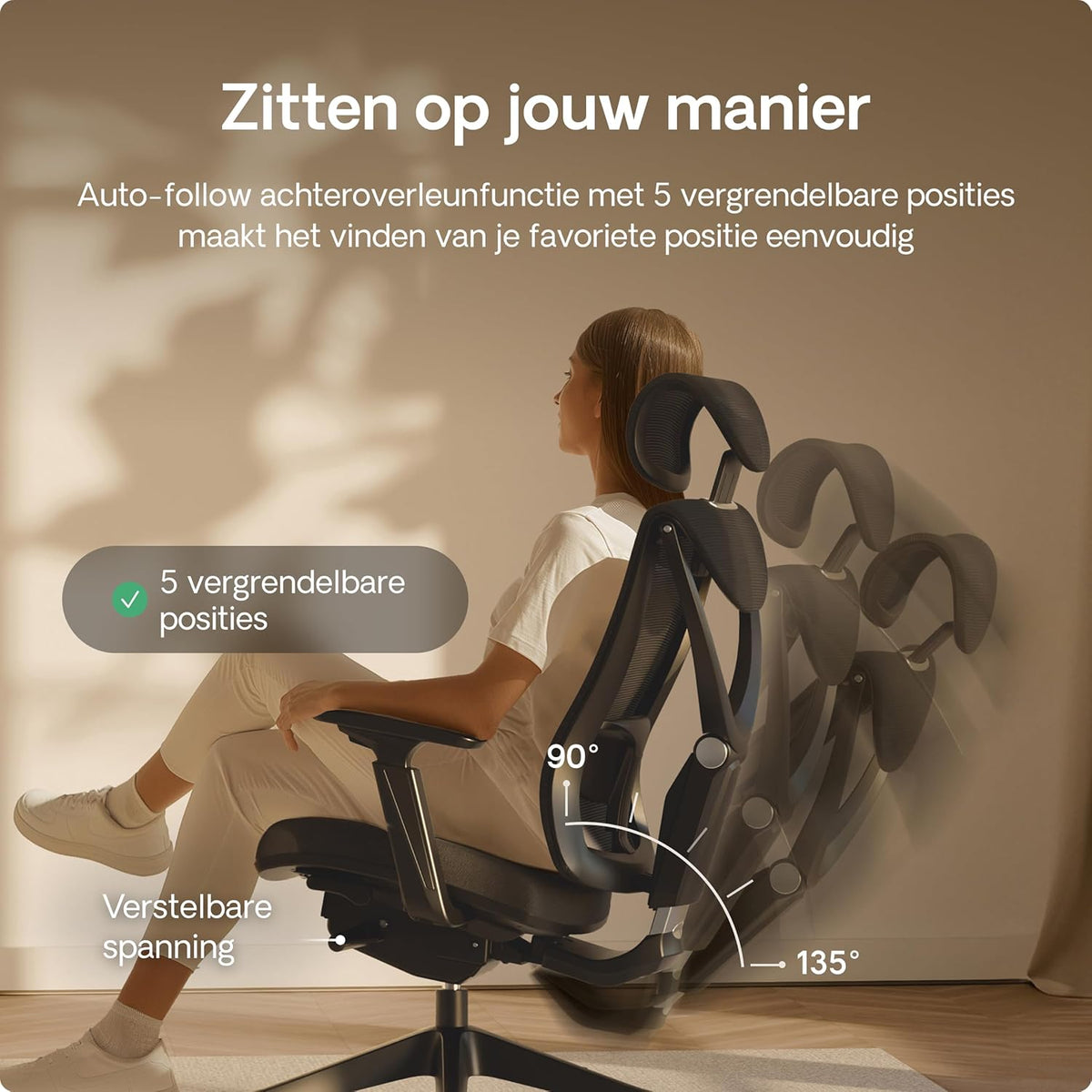 Desktronic SitPro Office Chair - Adjustable Ergonomic Office Chair with Lumbar Support - Back-friendly / Back Pain Free - Computer Chair Height Adjustable & Back Protective - Wide Cushion (Black) - QUORE