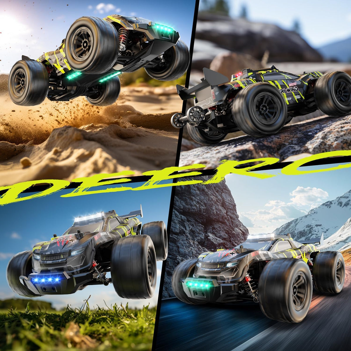 <font dir="auto" style="vertical-align: inherit;"><font dir="auto" style="vertical-align: inherit;">        DEERC 1:14 Brushless RC Car for Adults, 43MPH 4WD Off-Road RC Truck with 7-Color LED Lights, Metal Oil Shock Absorbers, 2x7.4V High-Capacity Batter