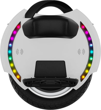 Kingsong elektrische eenwieler KS-14m, volwassene, wit, 400W-motor, actieradius tot 15 km, 20 km/u met trekstang, 14 inch opblaasbare band, luidspreker en bluetooth