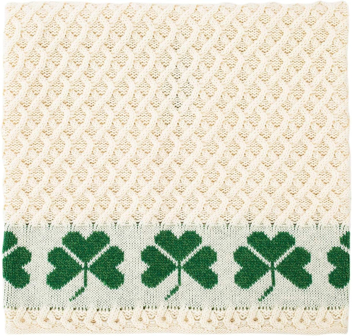 SAOL 100% Merino Ierse wol Shamrock honingraat bed & bank gooien deken in naturel / 40" x 60" / 100 cm x 150 cm