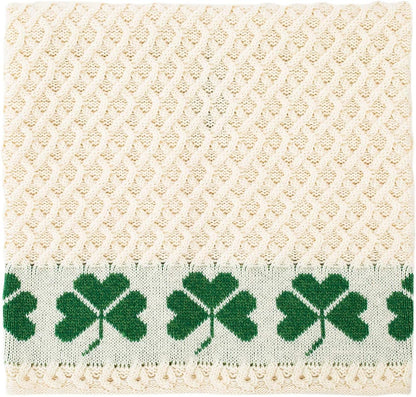 SAOL 100% Merino Ierse wol Shamrock honingraat bed & bank gooien deken in naturel / 40" x 60" / 100 cm x 150 cm