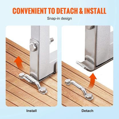 VEVOR Dockladder 5 afneembare treden, 227 kg draagkracht, pontonbootladder van aluminiumlegering met 8 cm brede trede en antislip rubberen mat, voor het instappen in schepen/meren/zwembaden/zeeën