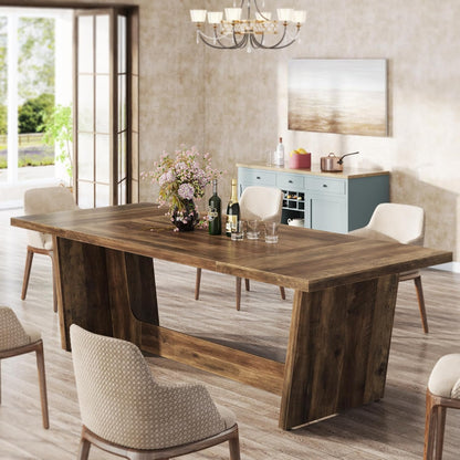 Tribesigns Dining Table for 6-8 People, 180 x 79 x 75 cm, Industrial Rectangular Dining Table for Dining Room, Kitchen, Living Room, Rustic Brown