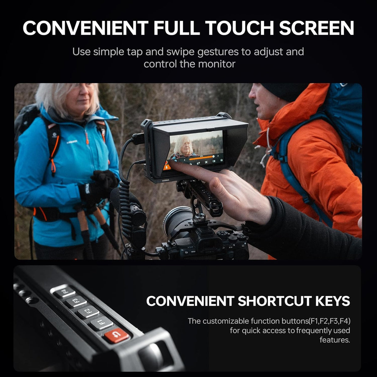 VILTROX DC-X3 Camera Monitor Kit met Rig Cage, 2000 Nits Touchscreen 4K HDMI, 6" IPS, 1920x1080, 3D LUT's, Peaking Focus, Zonnescherm kap, Batterij