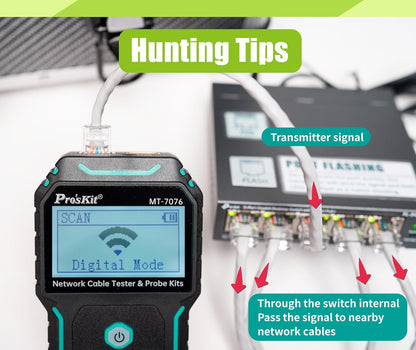 Netwerk kabeltester met sonde – Kabeltester – Netwerktester – LAN tester – Kabeltracer – Analoge en Digitale Modus – PoE en NCV Functie