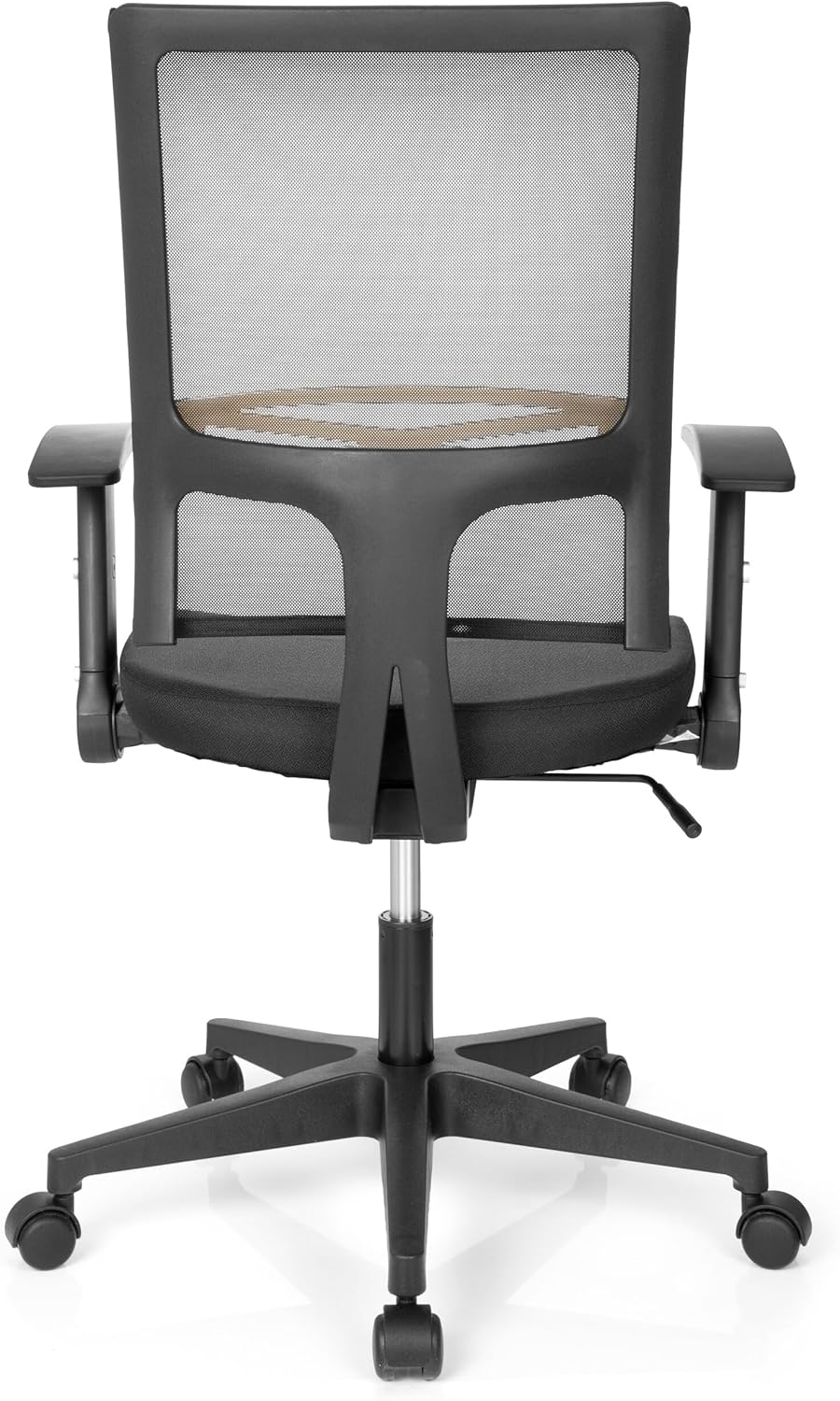 hjh OFFICE 653730 Home Office bureaustoel R8 stof/net zwart draaistoel, inklapbare armleuning & lendensteun in hoogte verstelbaar