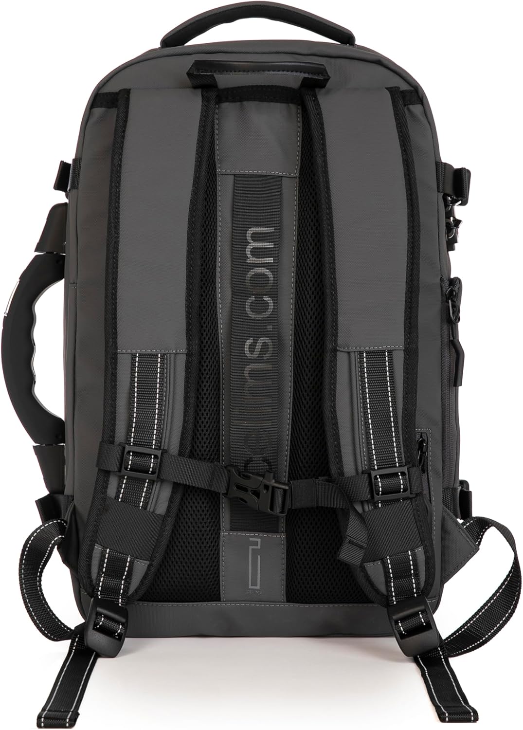 Vacuümreisrugzak | formaat handbagage koffer 55 x 35 x 25 & 55 x 40 x 20 cm | waterdicht | reistas laptop 17 inch | TSA-slot | wielen en trolley/bagageweeg/pomp optioneel, Grijs, 49cm, Met
