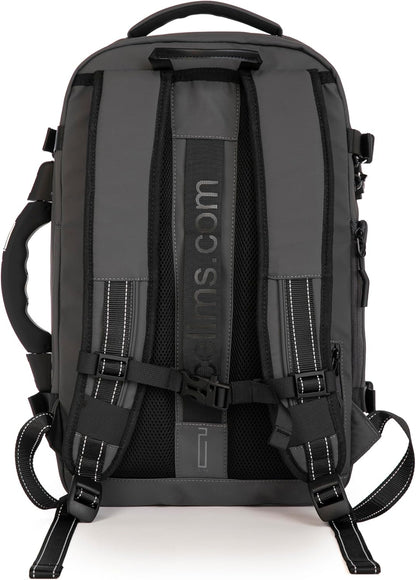 Vacuümreisrugzak | formaat handbagage koffer 55 x 35 x 25 & 55 x 40 x 20 cm | waterdicht | reistas laptop 17 inch | TSA-slot | wielen en trolley/bagageweeg/pomp optioneel, Grijs, 49cm, Met