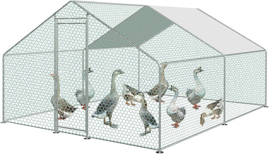 Free Run Hen Coop Galvanized Steel Small Animal Coop Chicken Coop Roof Poultry Hutch with Sunroof and Door for Pet Cage Chicken Cage Bird Cage Small Animals Plants - QUORE