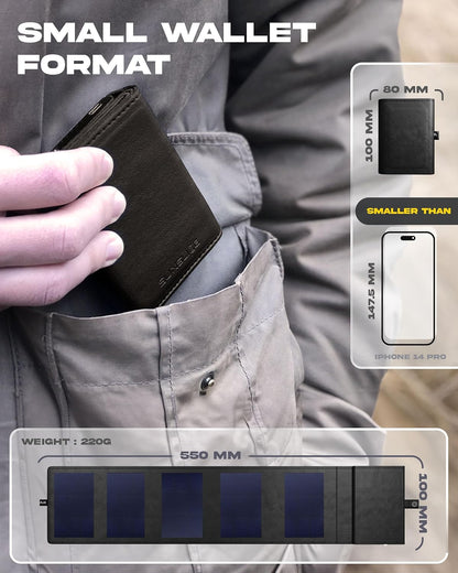 Sunslice I Photon Solar Powerbank, Externe Batterij met SunPower Technologie, Pocket Zonnelader voor Telefoon, Ideaal voor Kamperen en Wandelen, compatibel met alle merken Smartphones, Zwart