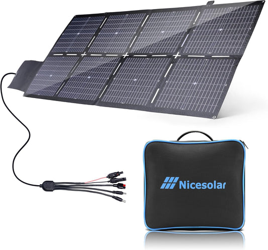 Nicesolar Zonnepaneel, opvouwbaar, 200 W, voor draagbaar powerstation, zonne-generator, compact en IP67 met USB-A & C Pd65W, zonnepaneel, oplader voor mobiele telefoon, tablet, outdoor, reizen