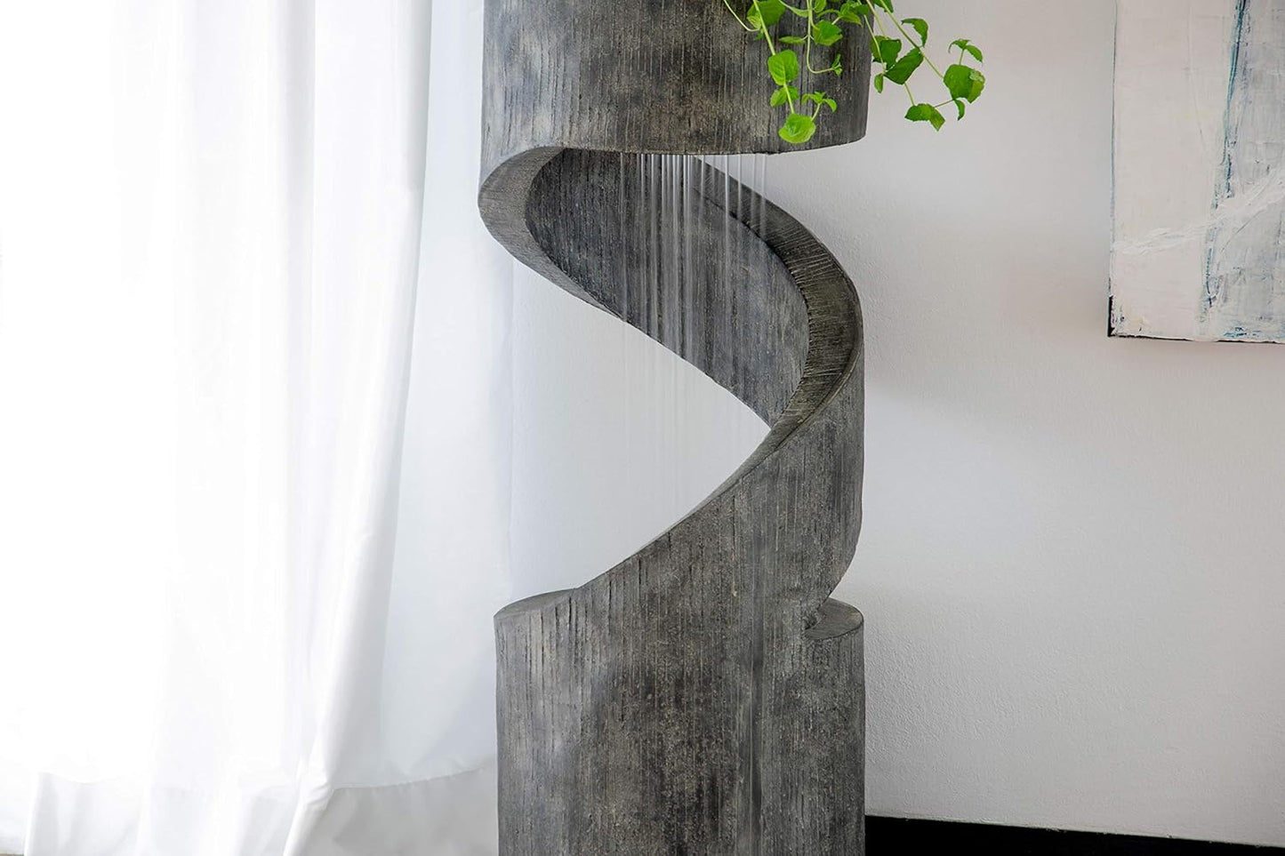 dobar® 96160e Venus Tuinfontein, groot design, terrasfontein met ledverlichting, waterval van polyhars, fontein voor buiten, decoratieve sierfontein, 31,5 x 31,5 x 79,5 cm