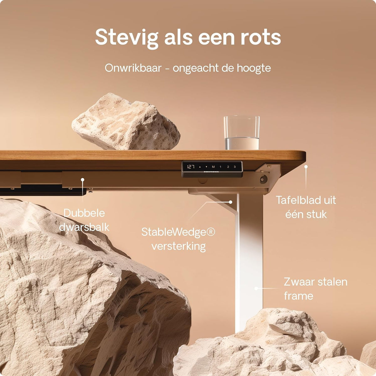 Desktronic Desk Sit-Stand - 180x80 cm - Height Adjustable Desk with USB/USB-C, 3 Memory Modes, Dual Motor and Touchscreen Control Electric Table for Comfort and Productivity. - QUORE