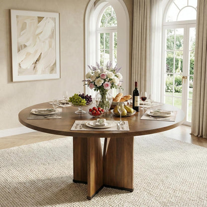 Ronde Eettafel – Ronde Tafel – Houten Tafel – Keukentafel – Eetkamertafel – 100 cm Diameter – Krasbestendig Houtfineer - QUORE