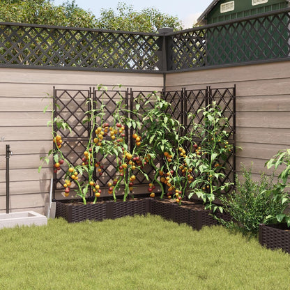Trellis Garden Planter Set of 5 Brown 120 x 120 x 125.5 cm Height Adjustable for Balcony and Open Spaces - QUORE