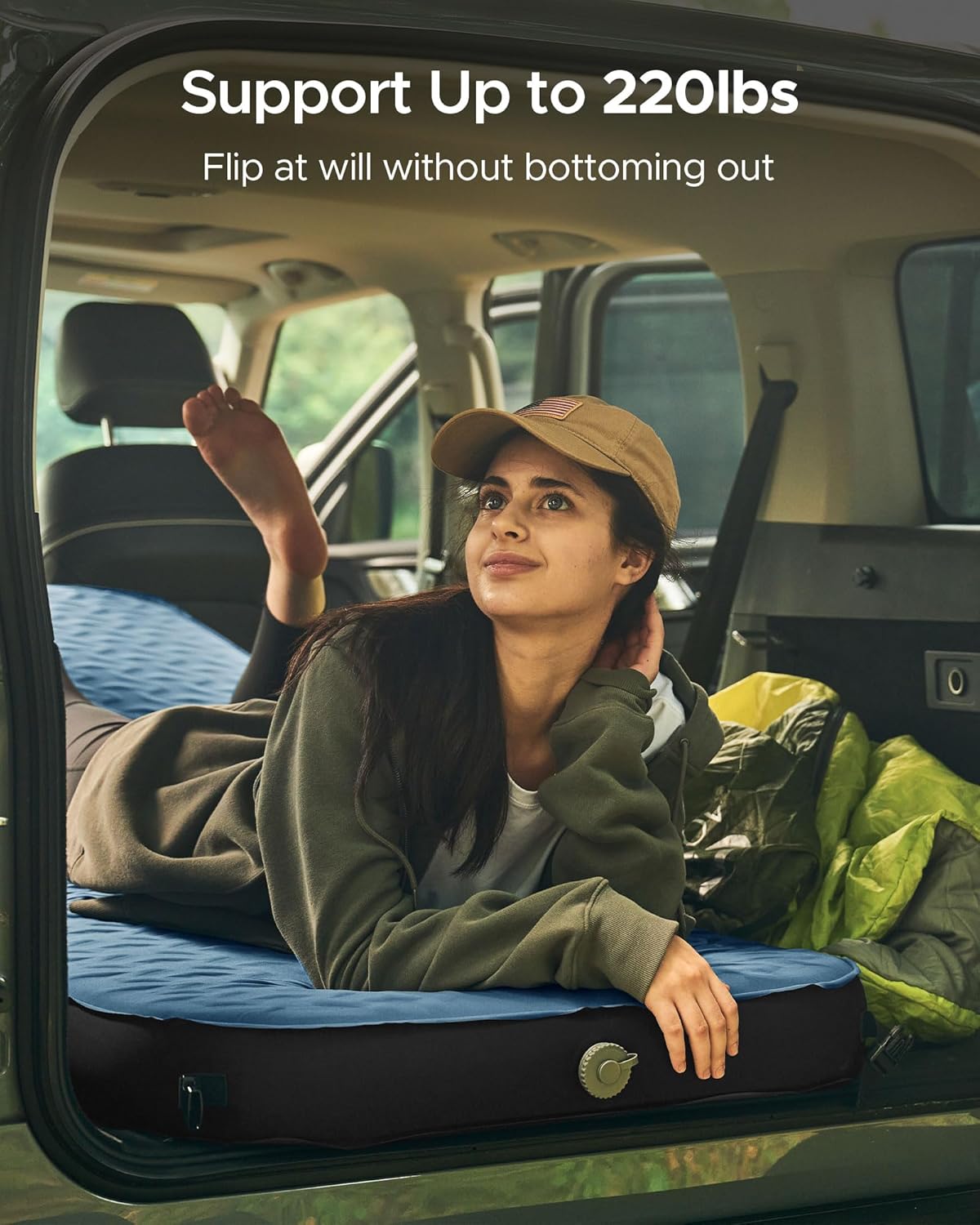 ACACIA 4.3" Thick Self Inflating Sleeping Pad with Foam | Innovative Y-Shaped Telescopic Structure | Ultraportable Camping Mattress | Outdoor Compact Air Mat for Tent Car | Single