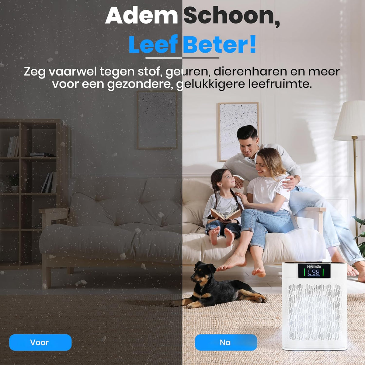 Luchtreiniger met HEPA Filter Wit – Luchtzuiveraar – Luchtzuiveringsapparaat – HEPA Luchtfilter – Air Purifier – Voor Ruimtes Tot 50 m² – Slimme WiFi & App-Bediening