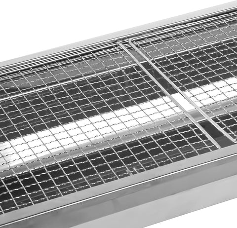 Houtskoolgrill - Barbecue - Houtskoolbarbecue - Buitenkeuken - voor 5-10 personen - Campinggrill - Inklapbaar - Opvouwbare - Draagbare - voor Camping - Tuin - Picknick - Feest - RVS - 73 x 33 x 71 cm - Zilver