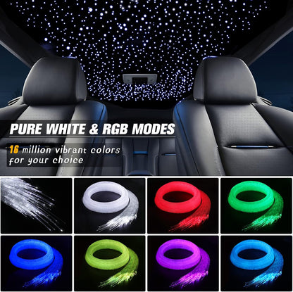 16W Sterrenhemel glasvezel licht voor auto/thuis, glasvezelkabel 570pcs of (0.75+1.0+1.5mm)*4m Star plafondlampen kit met Bluetooth-app/afstandsbediening/muziekmodus