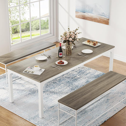 Tribesigns Dining Table for 6 to 8 People, Rectangular Kitchen Table with Sturdy Metal Legs for Living and Dining Room, Industrial Design, 200 x 70 x 75 cm (Oak, 200 x 70 x 75 cm)